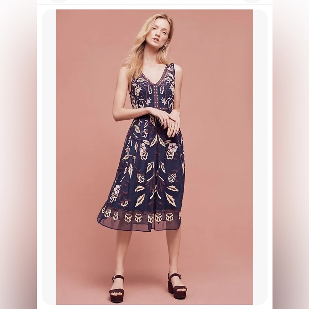 Anthropologie Moulinette Soeurs Embroidered Alicante Dress